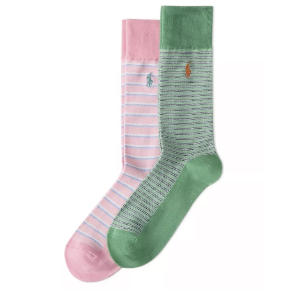 Polo Ralph Lauren Men's 2-Pack Oxford Striped Dress Socks